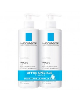 LIPIKAR - Lait Corps Peaux Sèches, 2x400ml